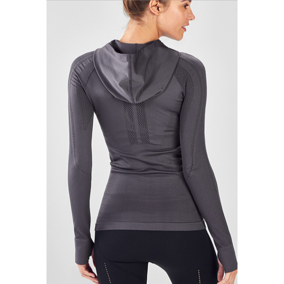 Fabletics Kiley Seamless Hooded Jacket Gray Size XS 00-2 - Picture 2 of 7